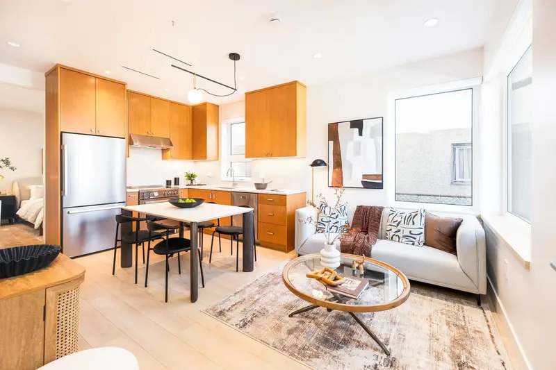 Unit 2 — garden suite kitchen and living room